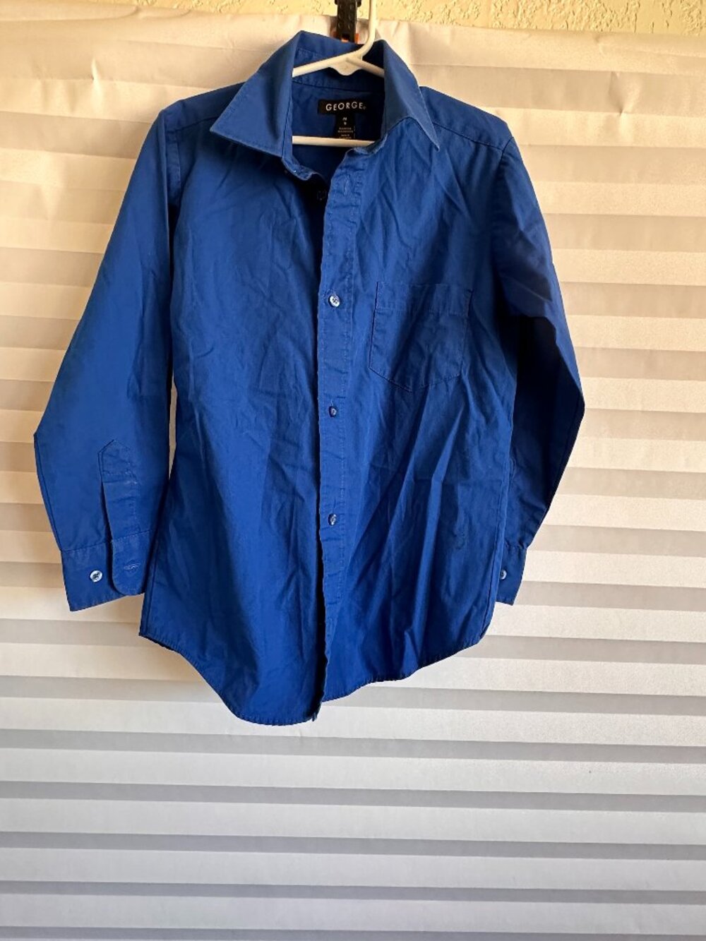 George Boys Royal Blue Long Sleeve Dress Shirt Size 8 Medium Wedding Holiday